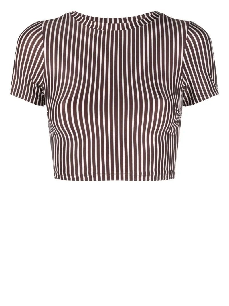 Peony Brown Weekend Sun Striped Bikini Top