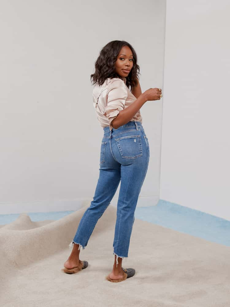 Gap High Rise Rip & Repair Cheeky Straight Jeans with Secret Smoothing Pockets