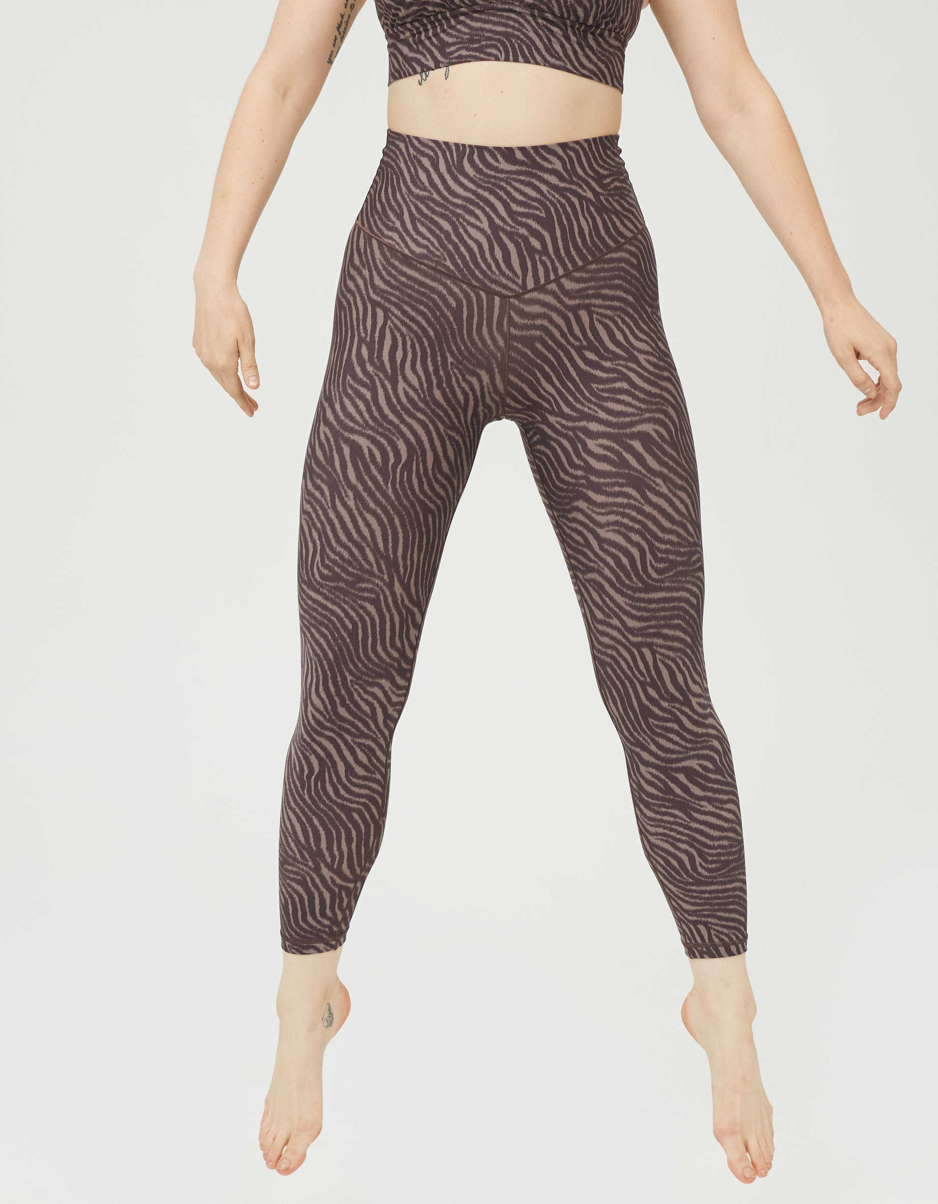 Aerie Offline Gloss High-waist Gray Leopard Animal Print Full Length Legging  L