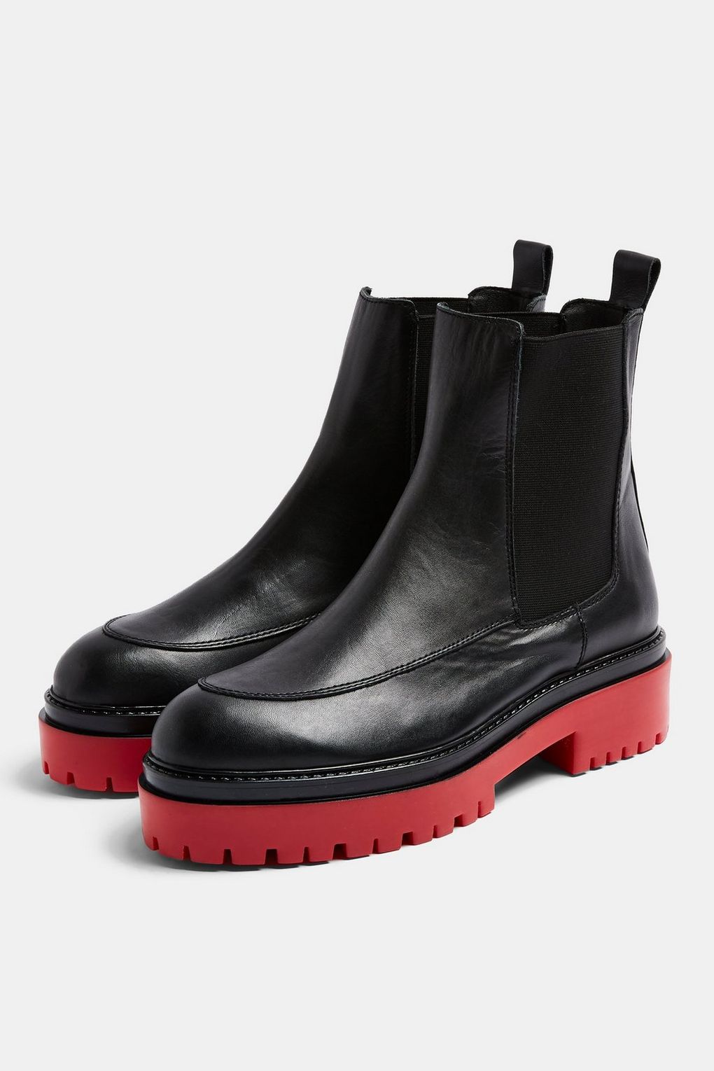 Topshop + ALONZO Black and Red Chunky Leather Boots