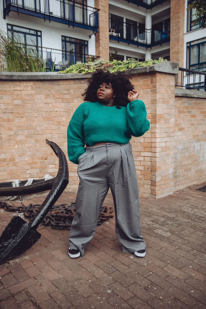 Plus-Size Wide Leg Trousers - Tailored Style