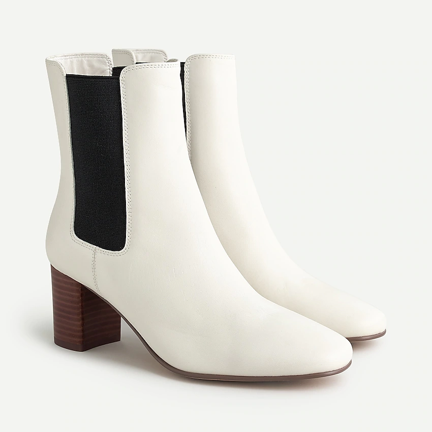 J.Crew + Leather stacked-heel boots