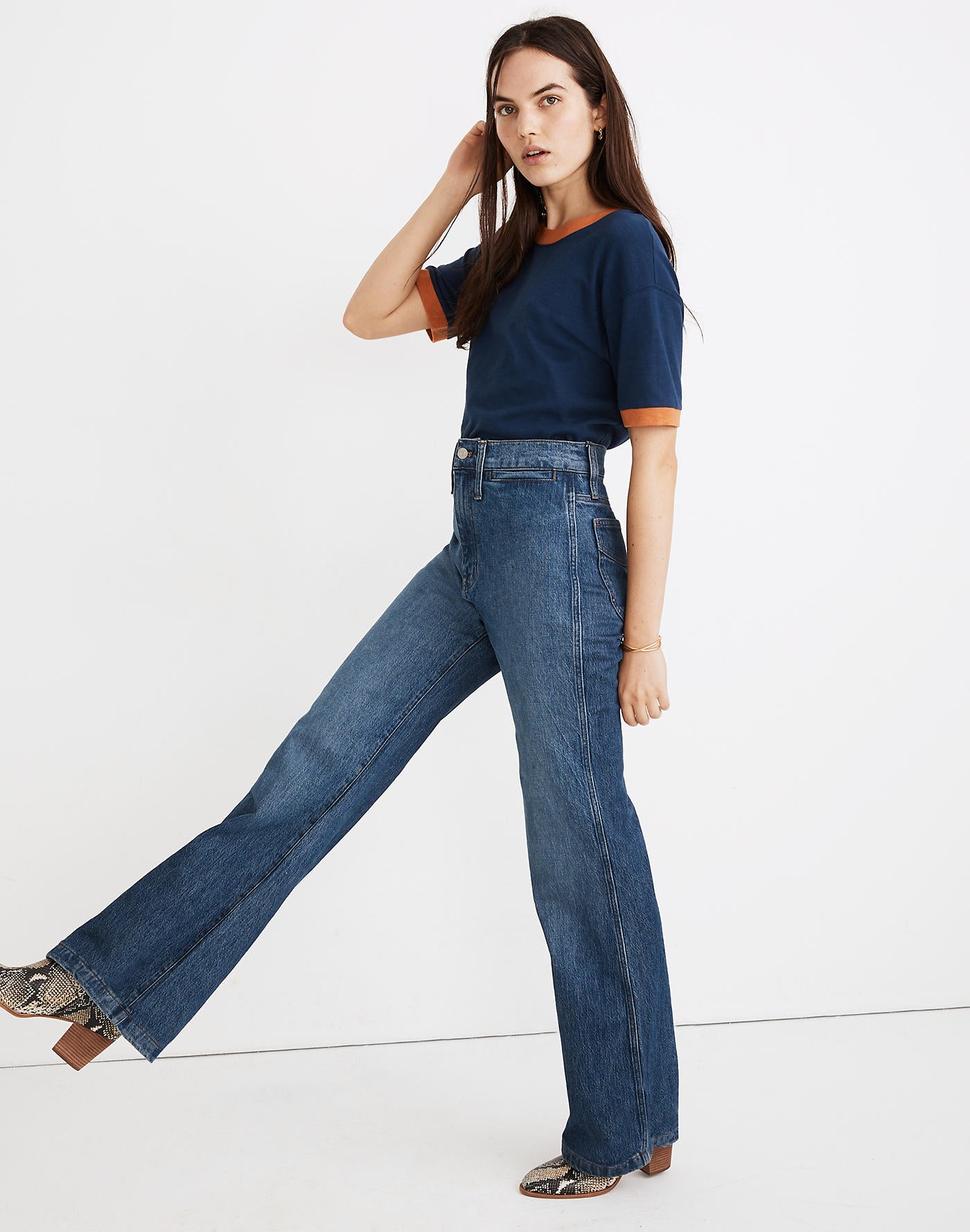 Madewell + 11″ High-Rise Flare Jeans in Mersey Wash: Welt Pocket Edition