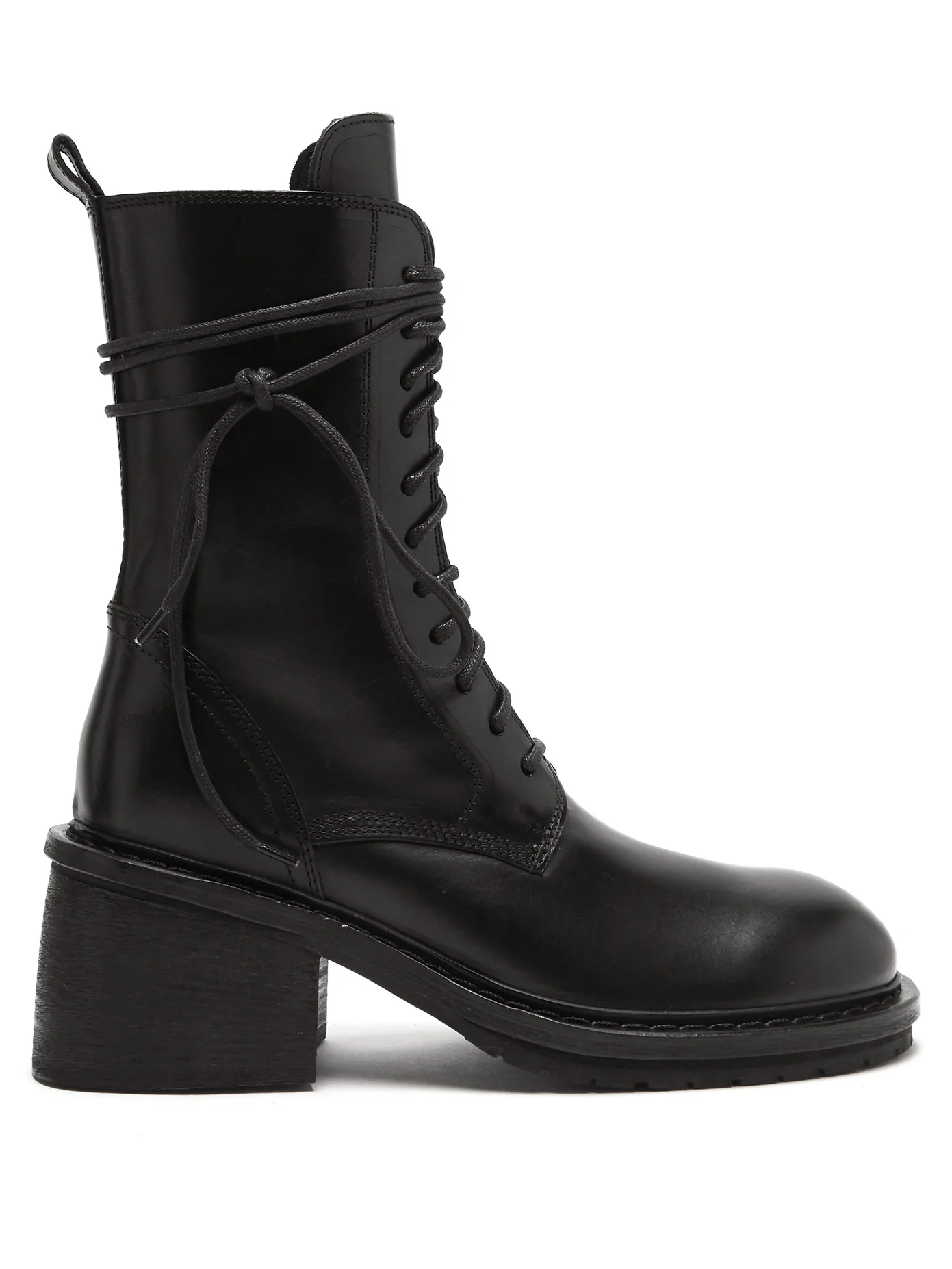 block heel leather boot