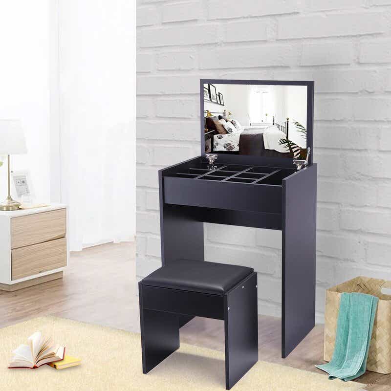 Best Makeup Vanity Tables To Get Ready, Arinze Vanity Set With Stool And Mirror Black