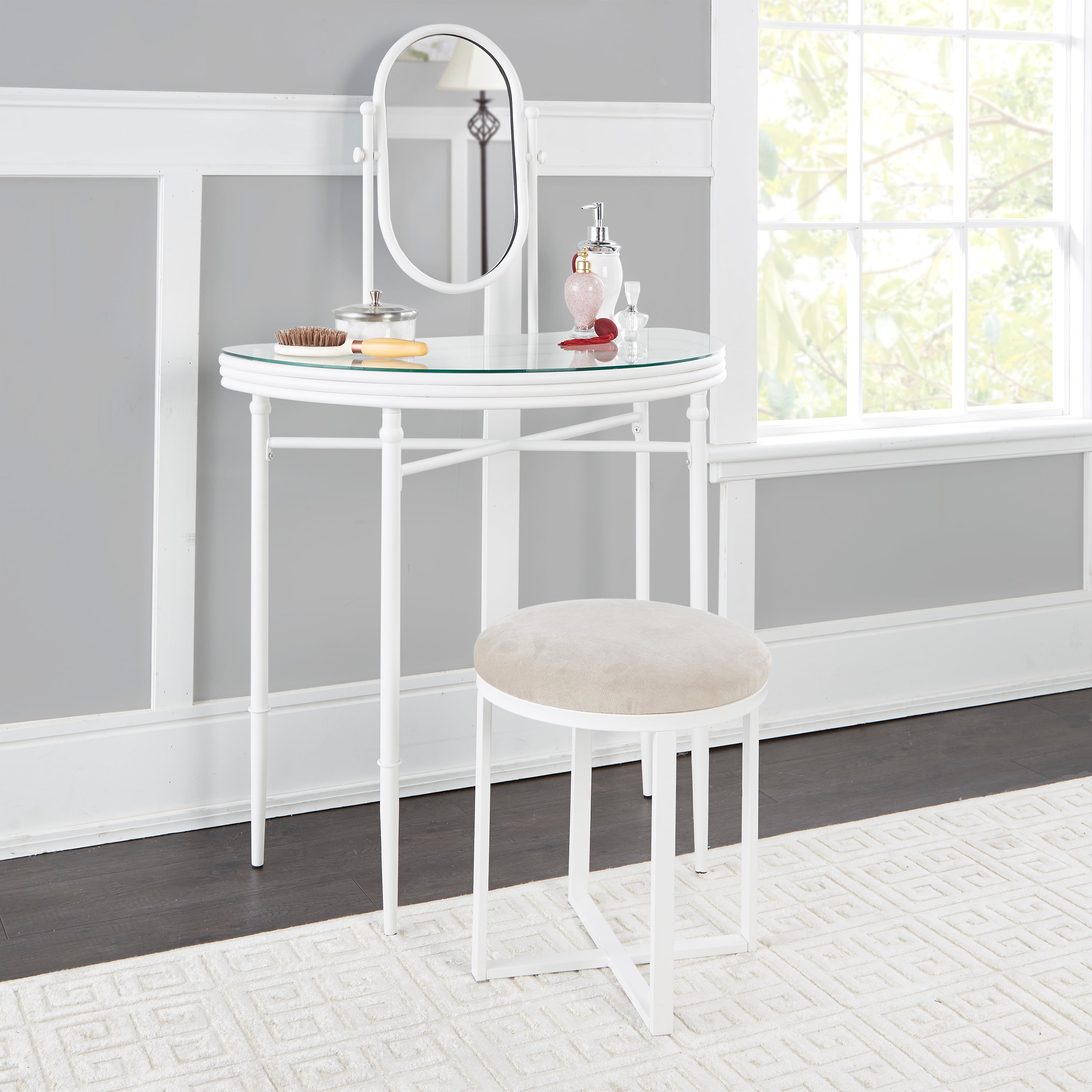 Mainstays + Transitional Metal Vanity Set, White Finish