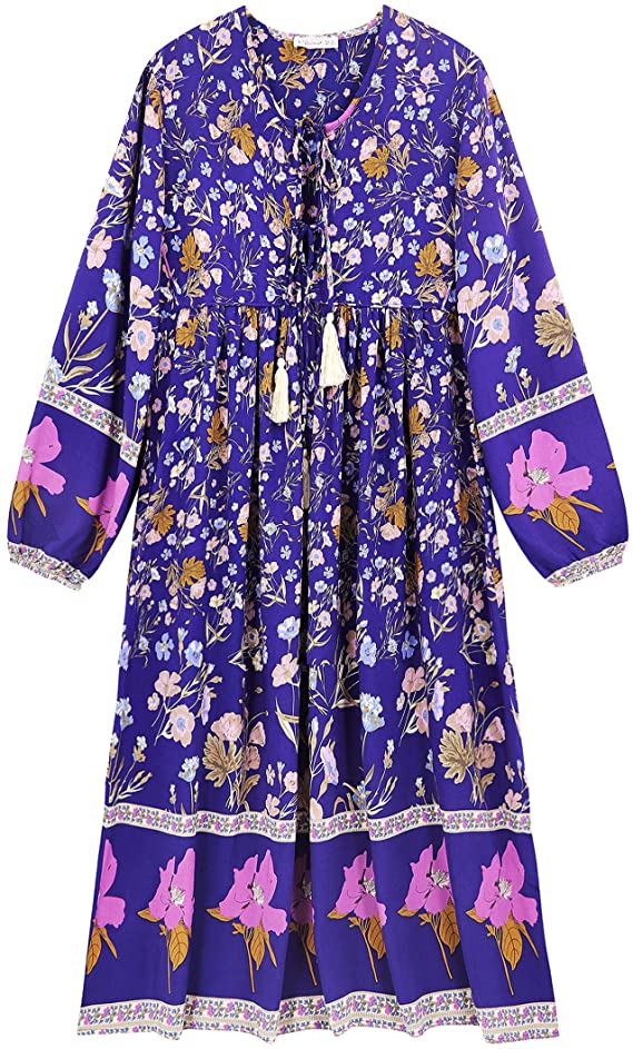 R.Vivimos + Long Sleeve Boho Dress