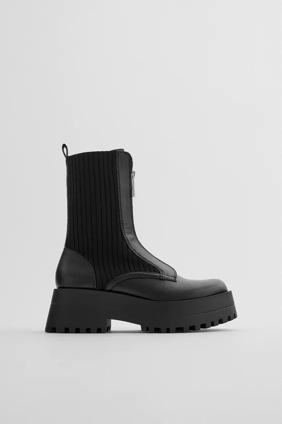 Zara + Flat Sock Ankle Boots