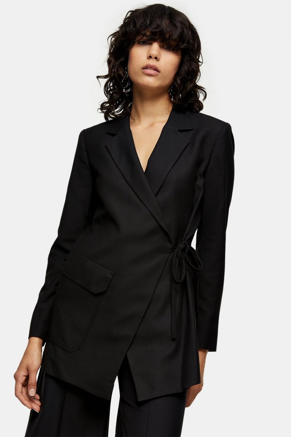 Topshop Boutique + Black Wrap Suit Blazer