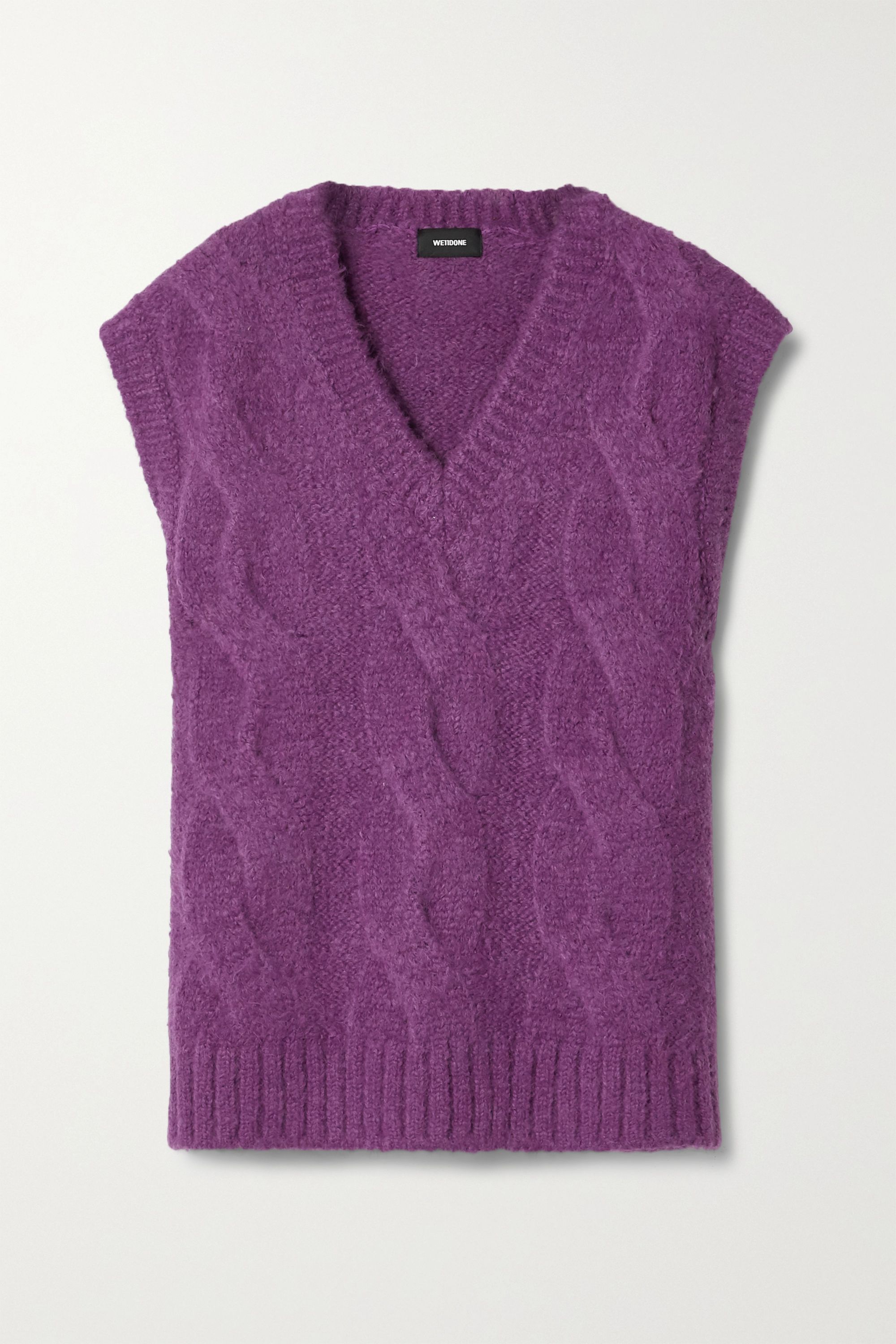 We11done + Oversized Appliquéd CableKnit Vest