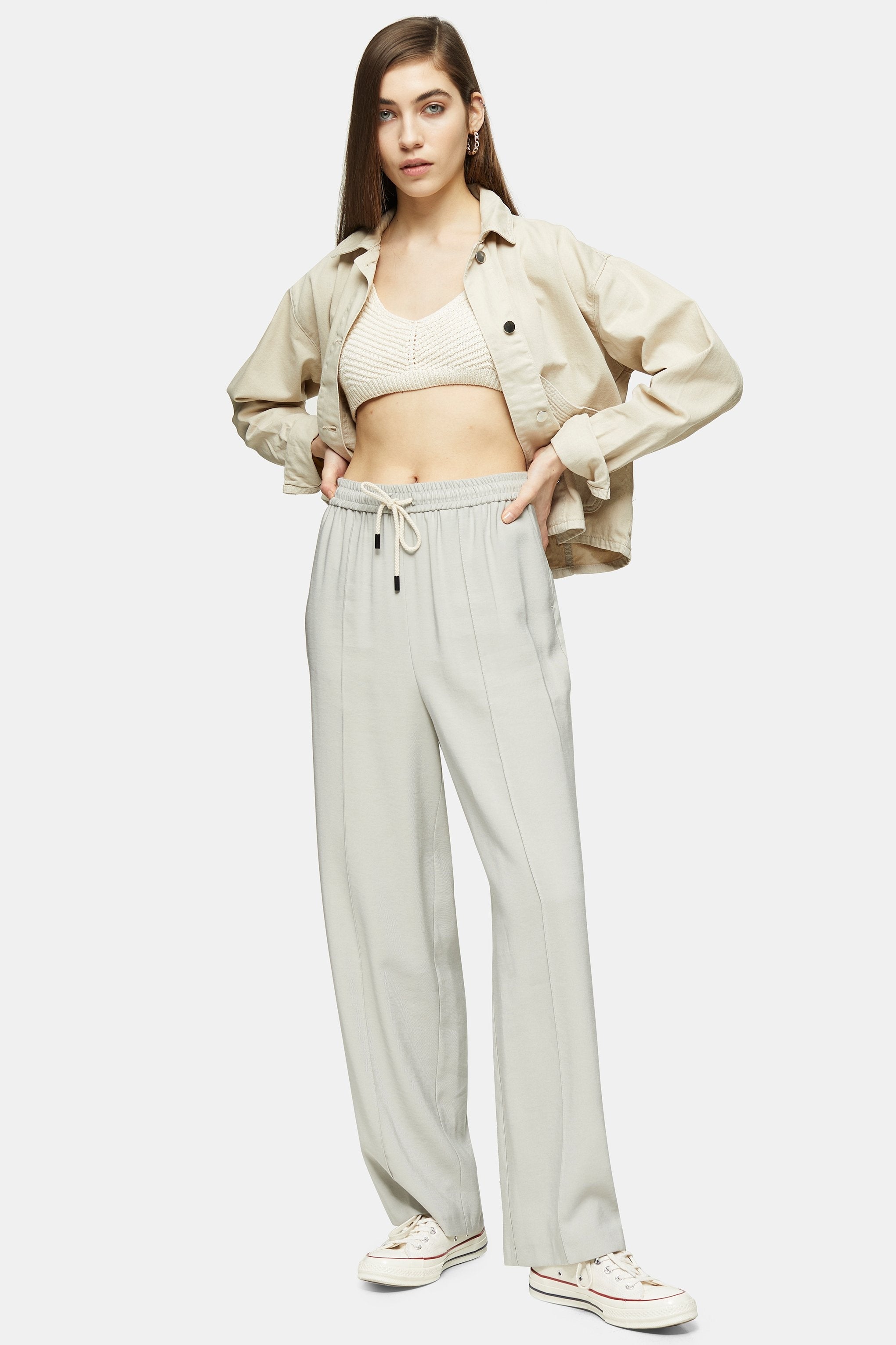 Topshop + Dusty Blue Twill Pull On Joggers