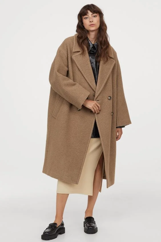 H M Wool Blend Twill Coat