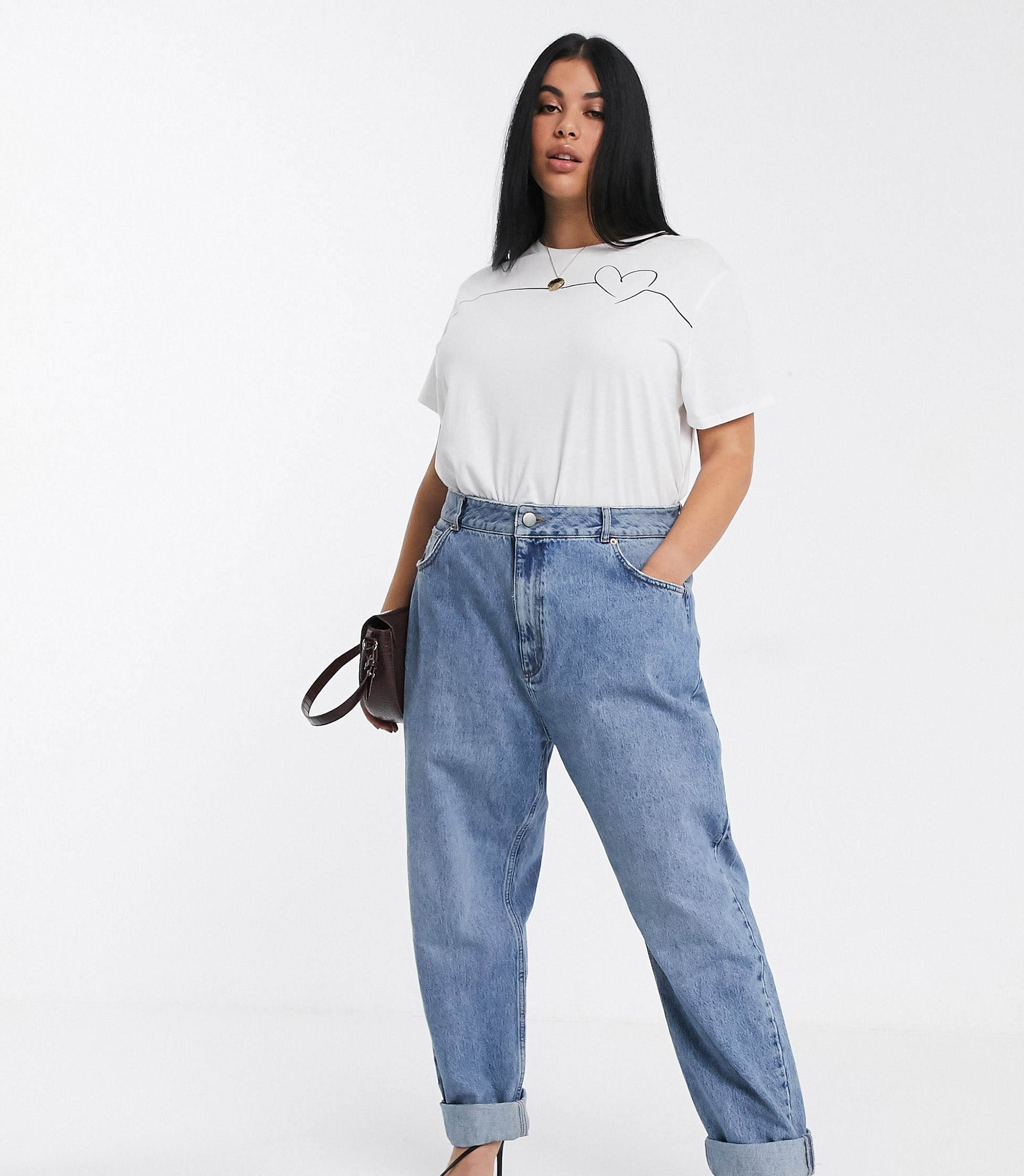 ASOS CURVE + Curve High Rise Slouchy Mom Jeans