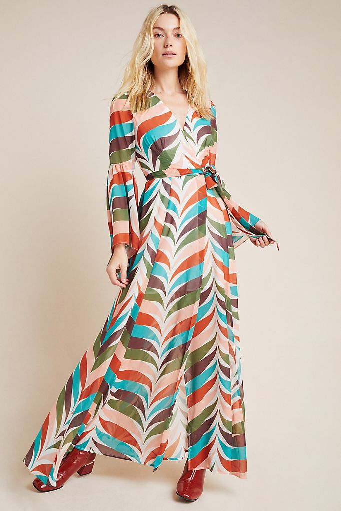 Hutch + Elysees Geometric Wrap Maxi Dress