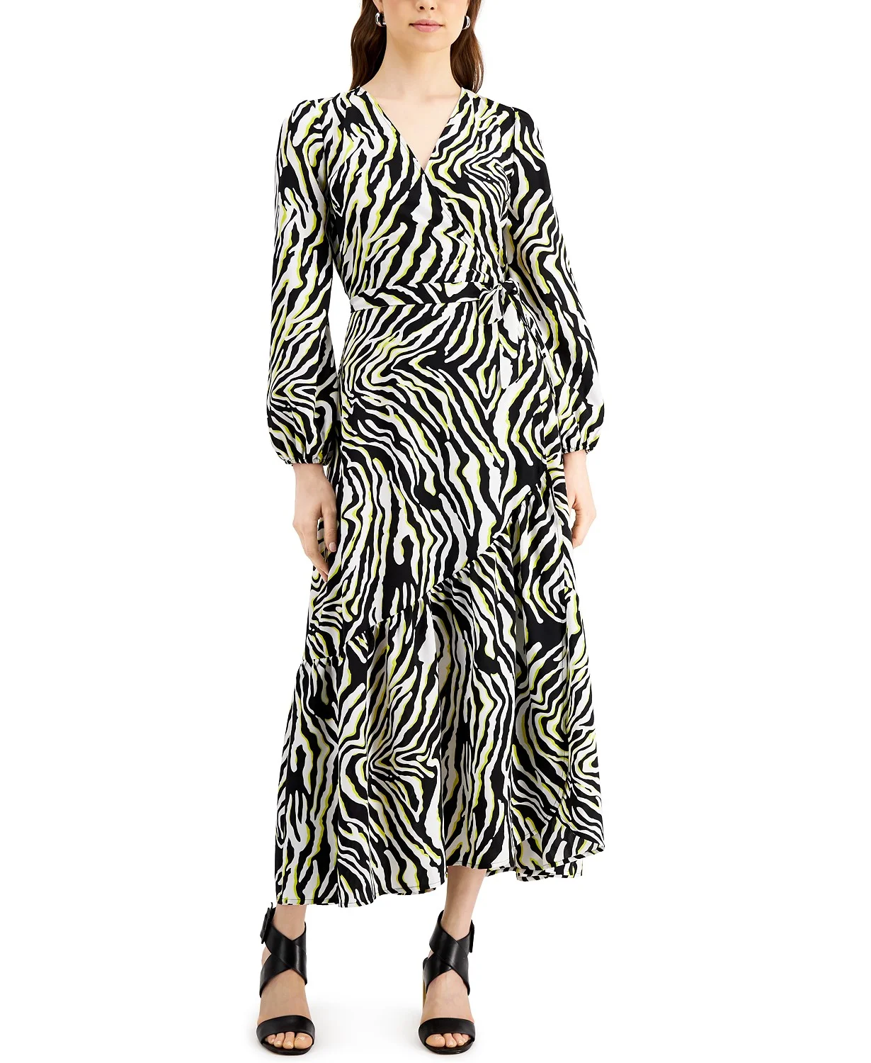 Bar III Zebra Print Maxi Wrap Dress