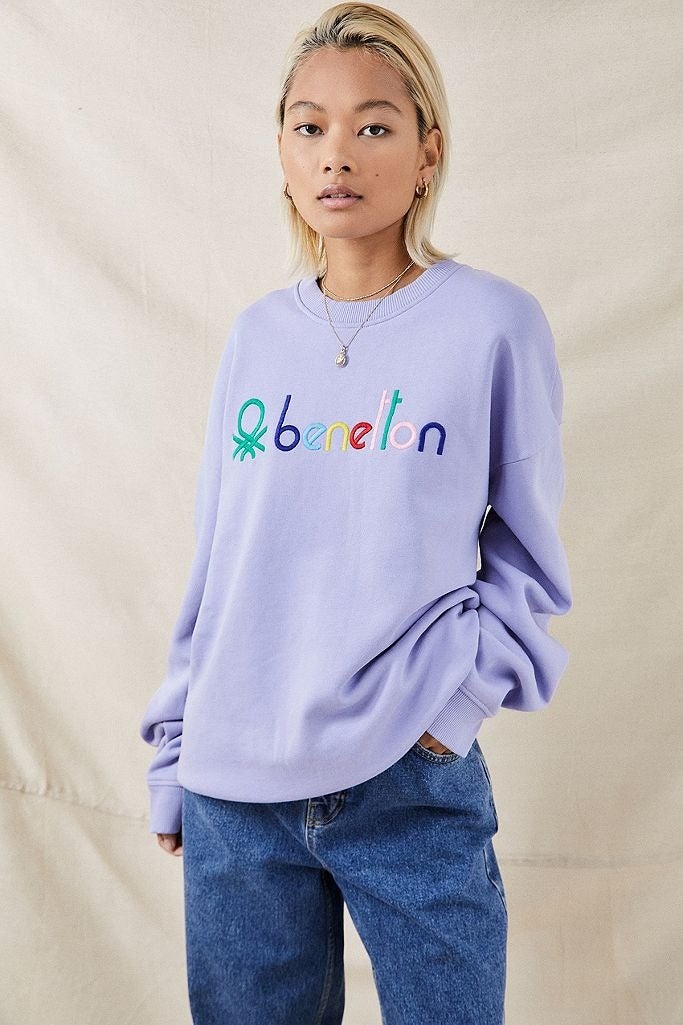 + United Crew Colors Sweatshirt Benetton Lilac Neck Of