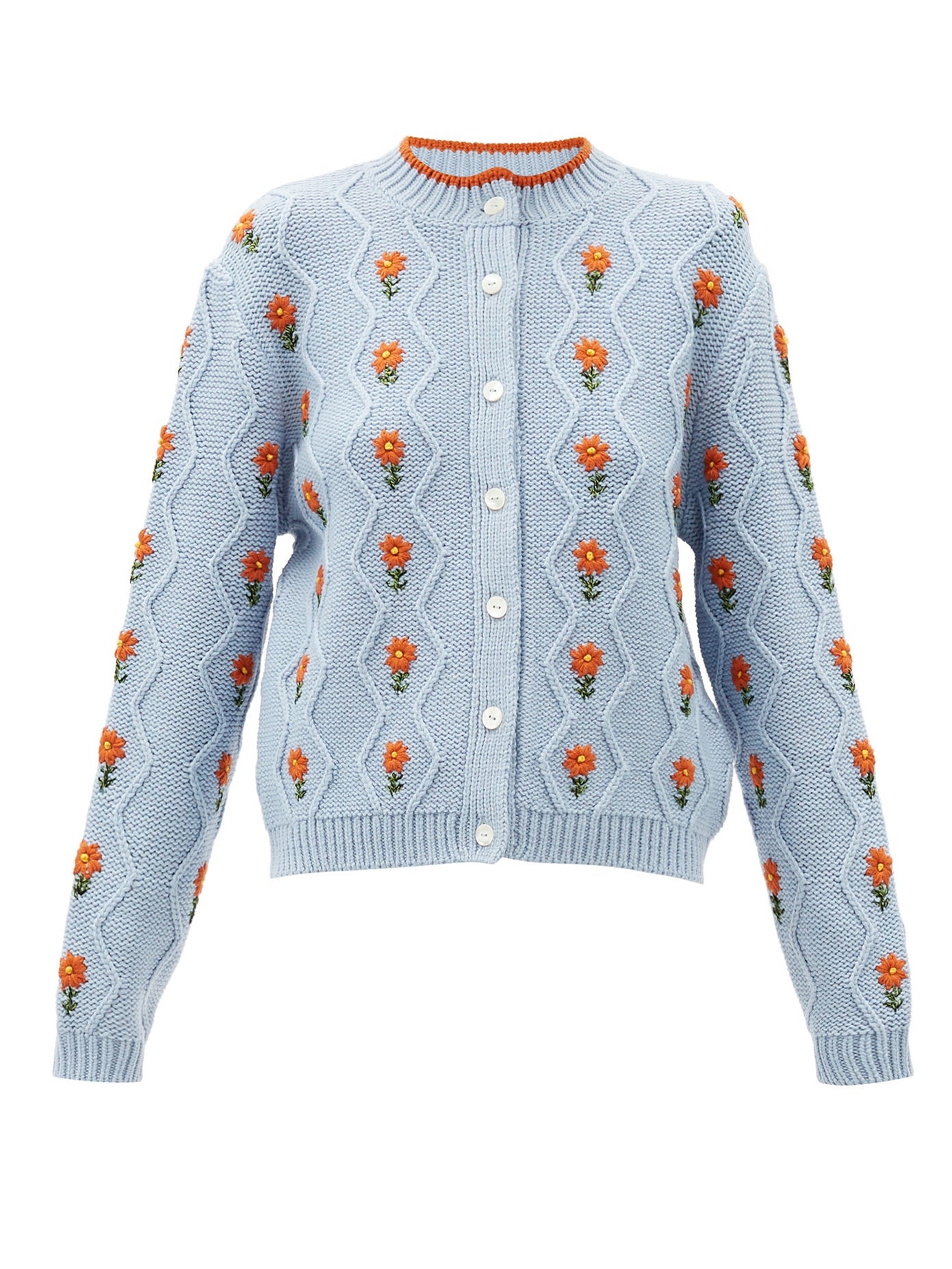 Shrimps + Bennett Floral-Embroidered Wool-Blend Cardigan