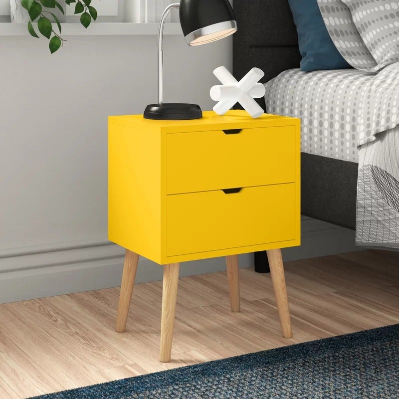 Wayfair + Lalani 2 Drawer Bedside Table (Set of 2)