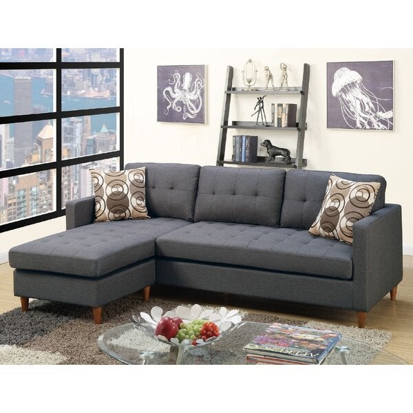 Ebern Designs + Haskell 86″ Reversible Sofa & Chaise Sectional with Ottoman