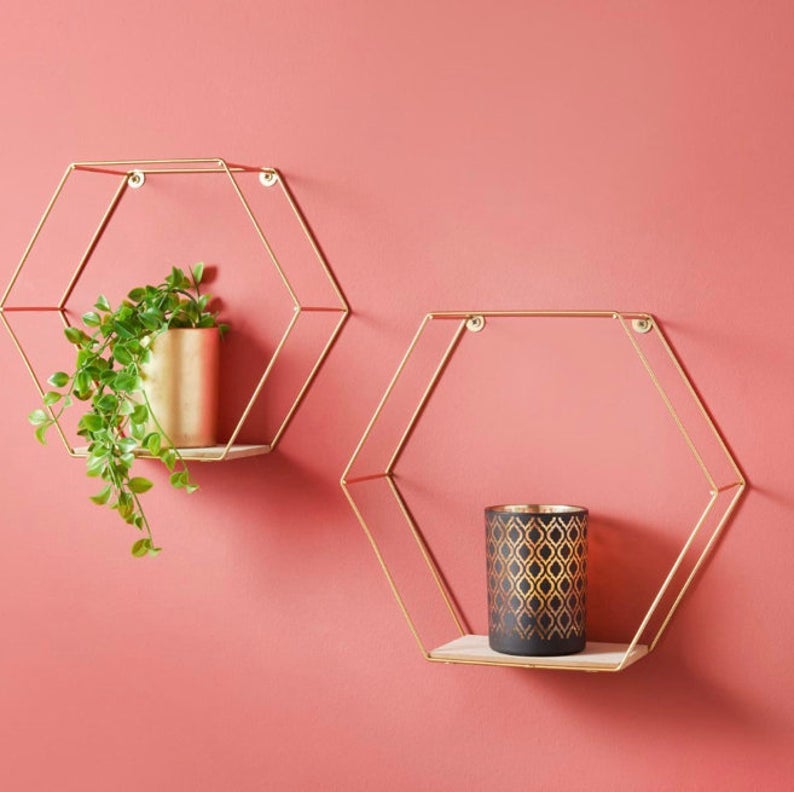 Etsy + 2Set of Floating Hexagon Shelves