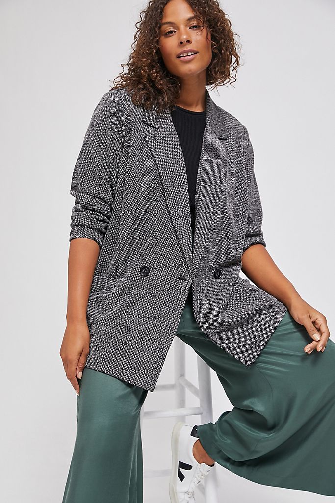 gray knit blazer