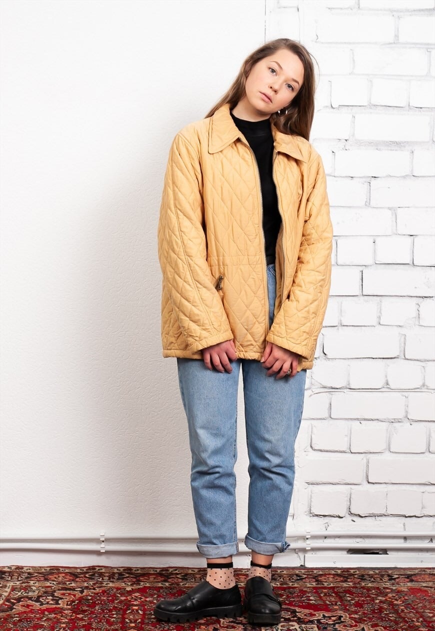 Yellow quilted best sale jacket