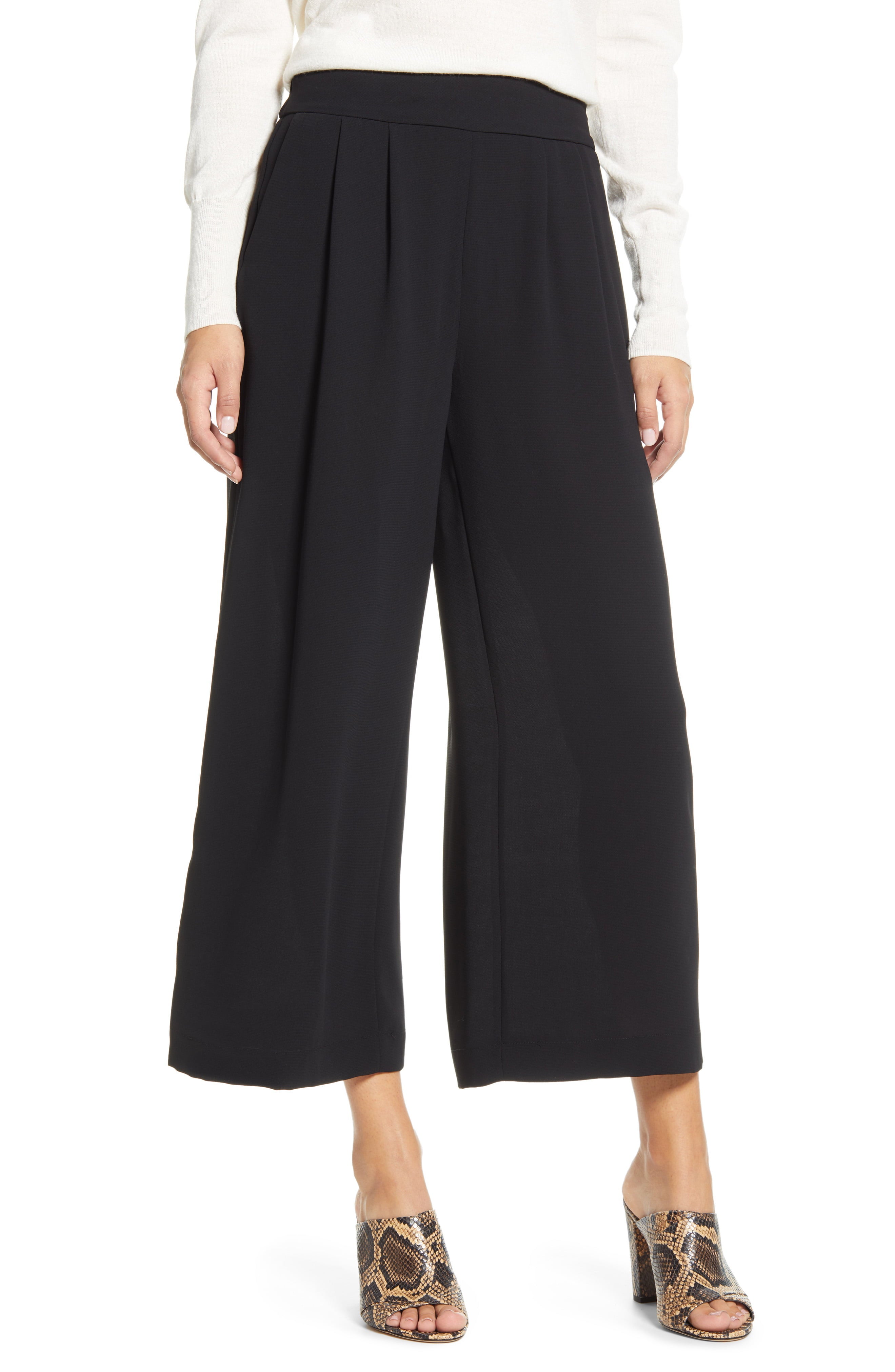 1 STATE + Wide Leg Crepe Trousers