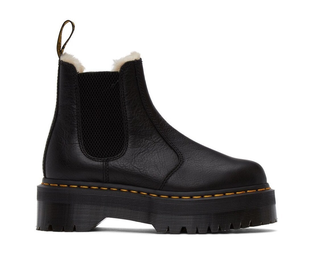 Dr. Martens + Black FauxFur Lined 2976 Quad Boots