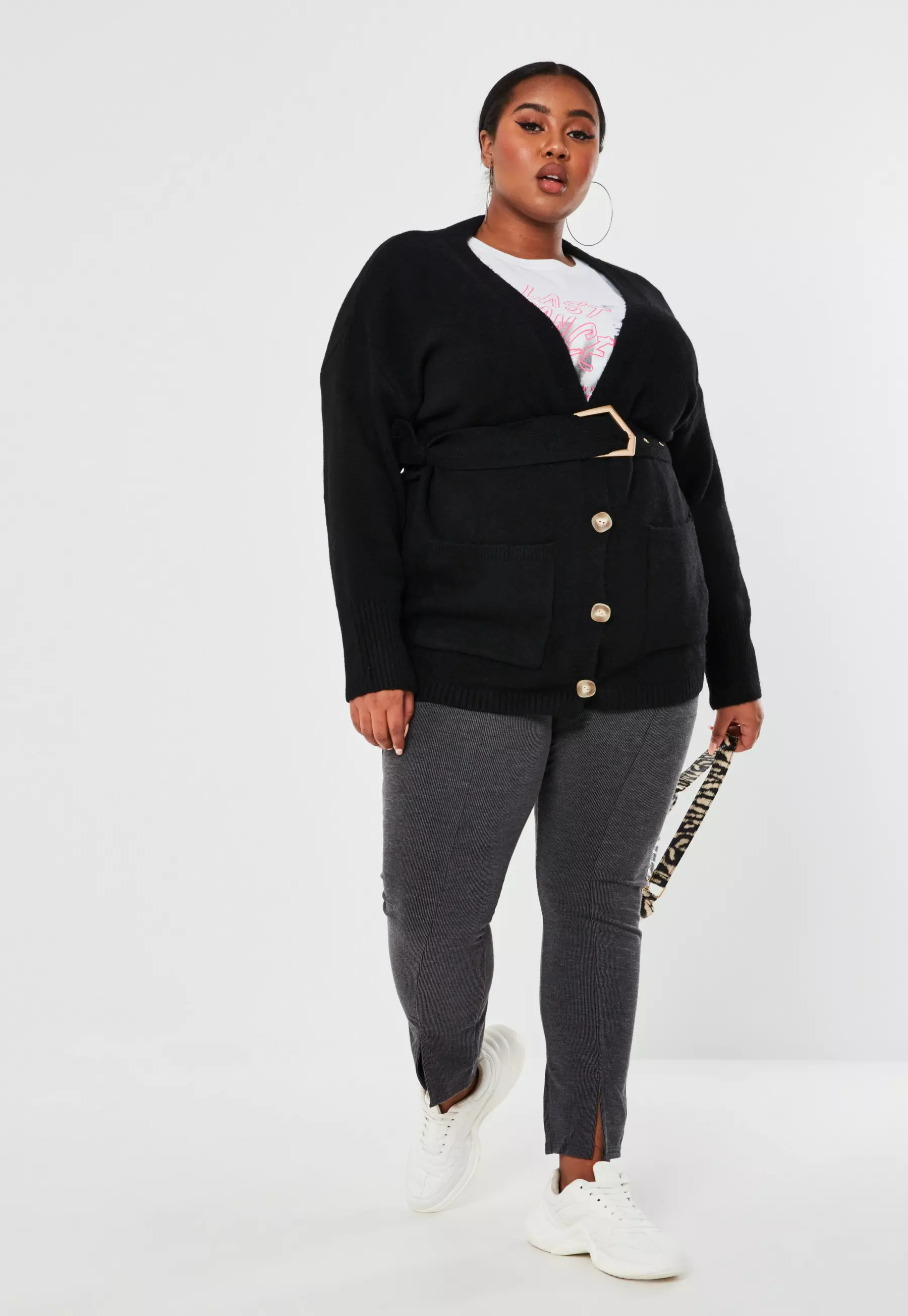 plus size black coatigan