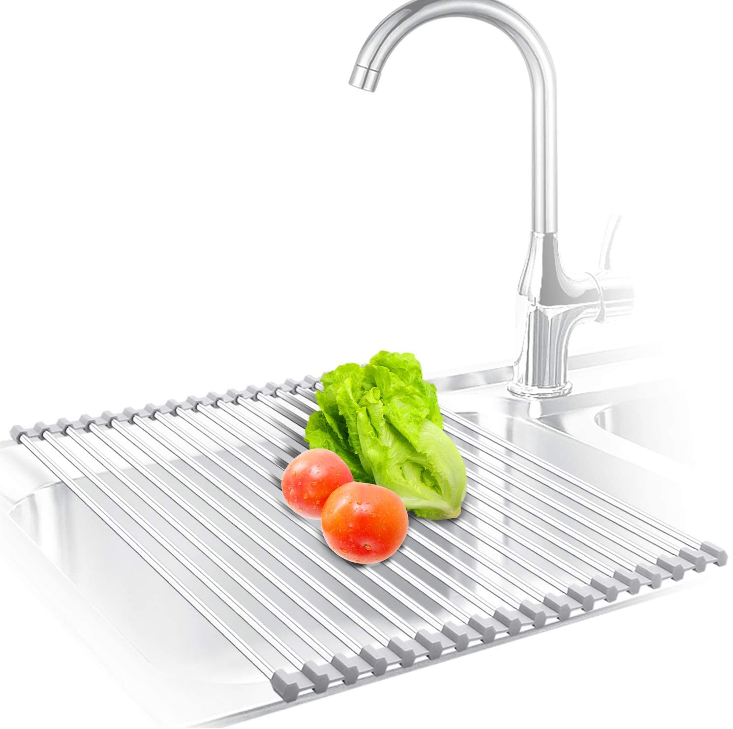KIBEE + Stainless Steel Roll Up Over The Sink Drainer