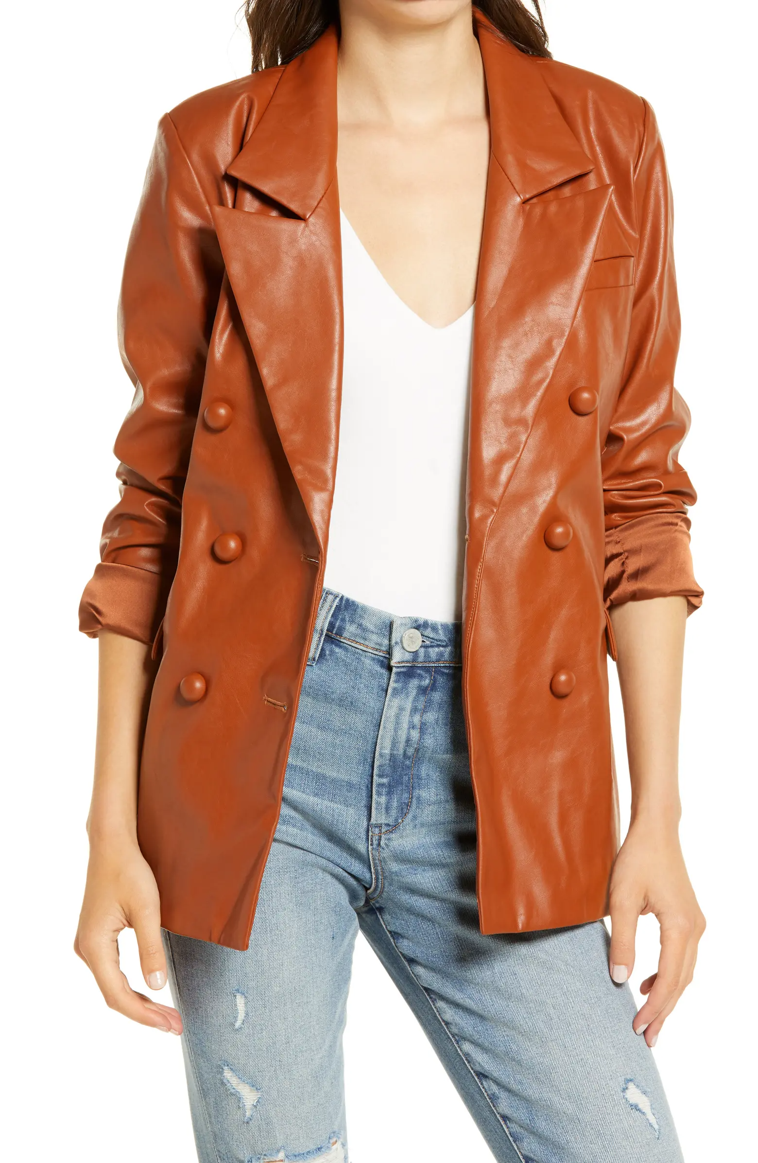 Blanknyc faux leather blazer top