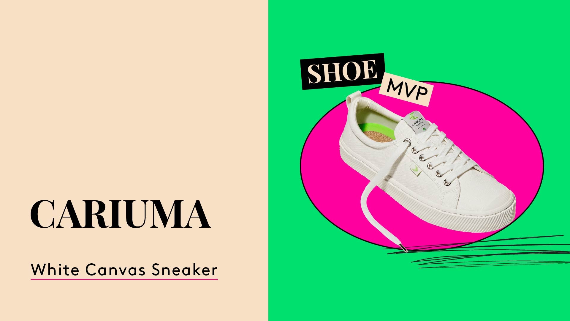 Shoe MPV. A photo of a white canvas sneaker. Cariuma. OCA Low.