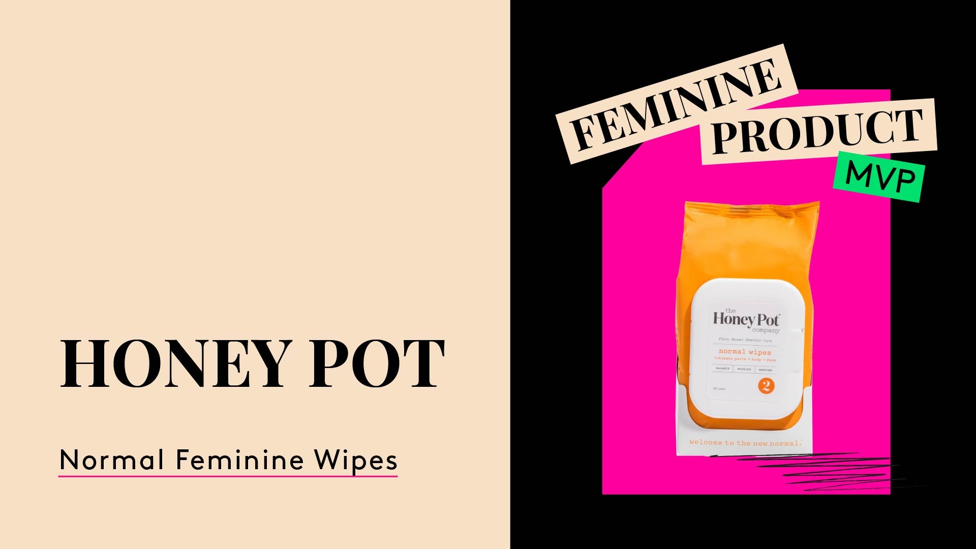 The Honey Pot Company. A photo of normal feminine wipes.