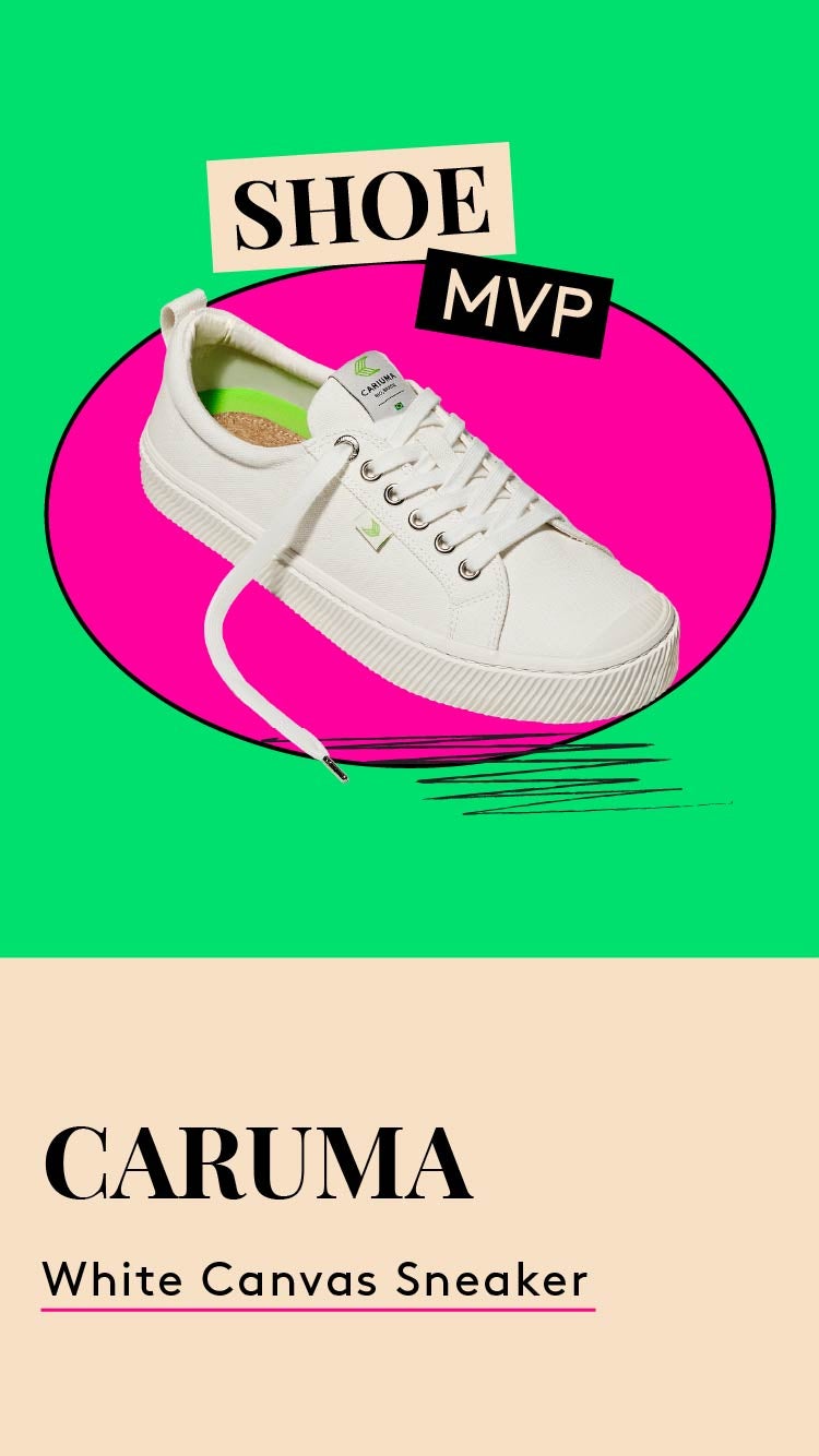 Shoe MPV. A photo of a white canvas sneaker. Cariuma. OCA Low.