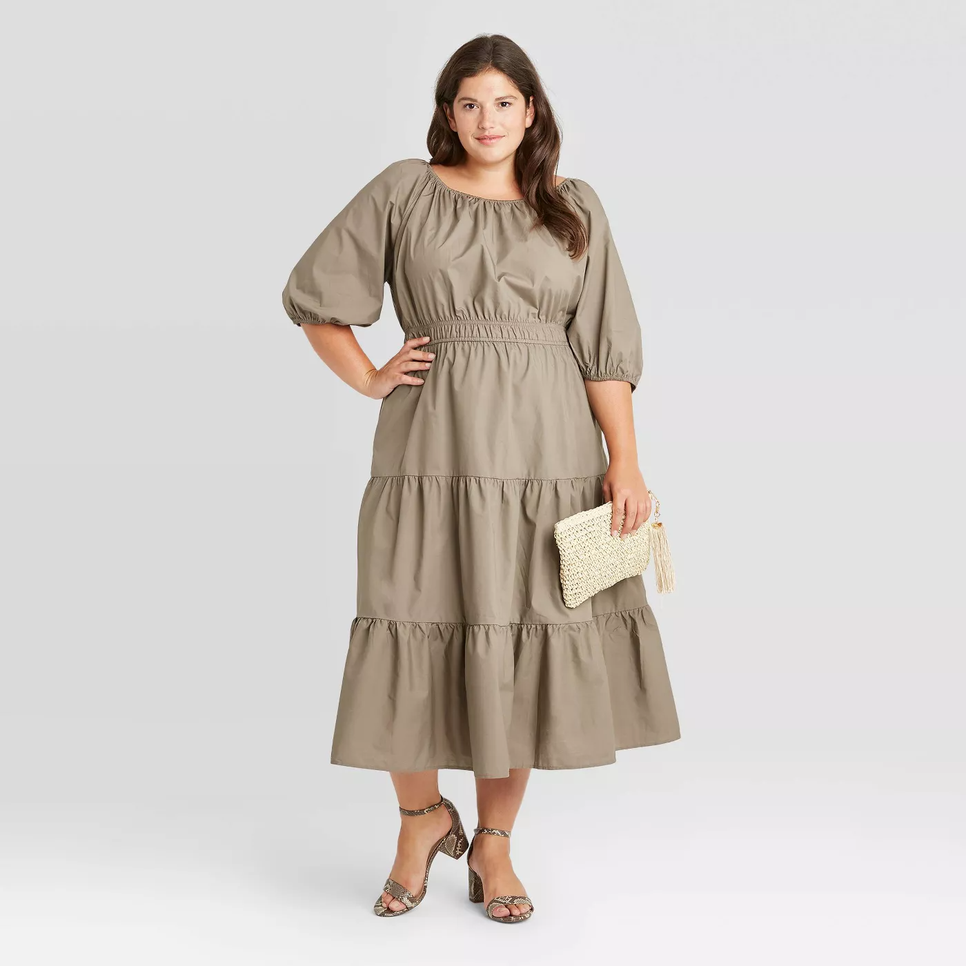 A New Day + Puff Elbow Sleeve Tiered Dress