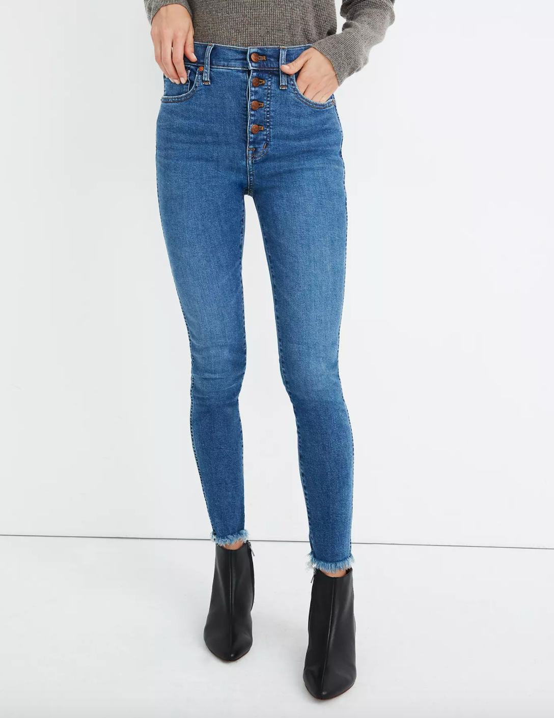 Madewell + High-Rise Skinny Jeans in Mackey Wash: Button-Front