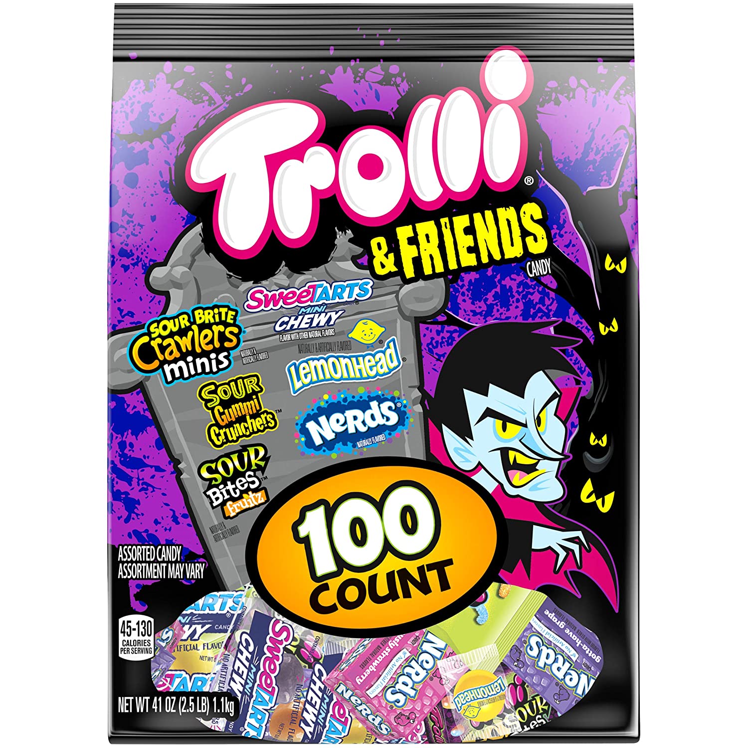 Trolli + Trolli & Friends Candy Variety Pack, SweeTARTS, Nerds, & Lemonhead, 100 Count