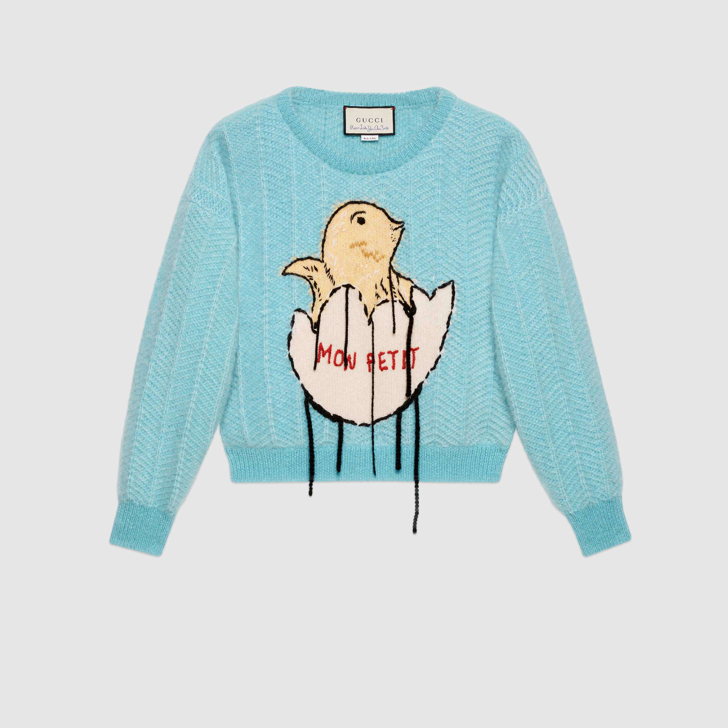Gucci Mohair Crop Sweater With Chick Egg