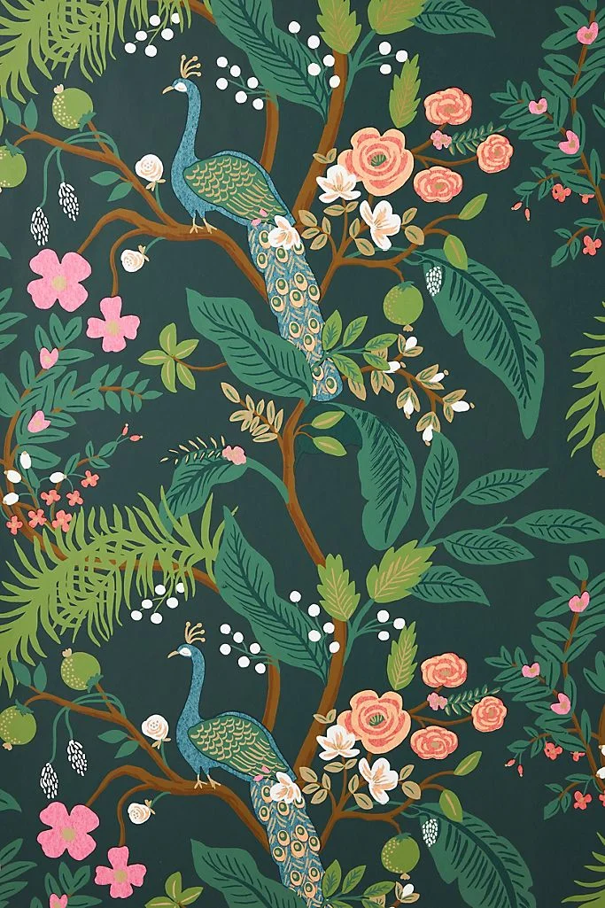 Rifle Paper Co. Anthropologie + Rifle Paper Co. Peacock Wallpaper