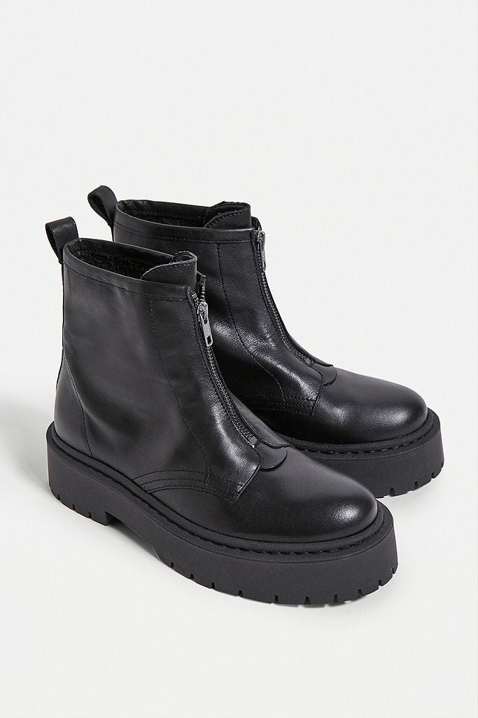Zip front leather boots sale