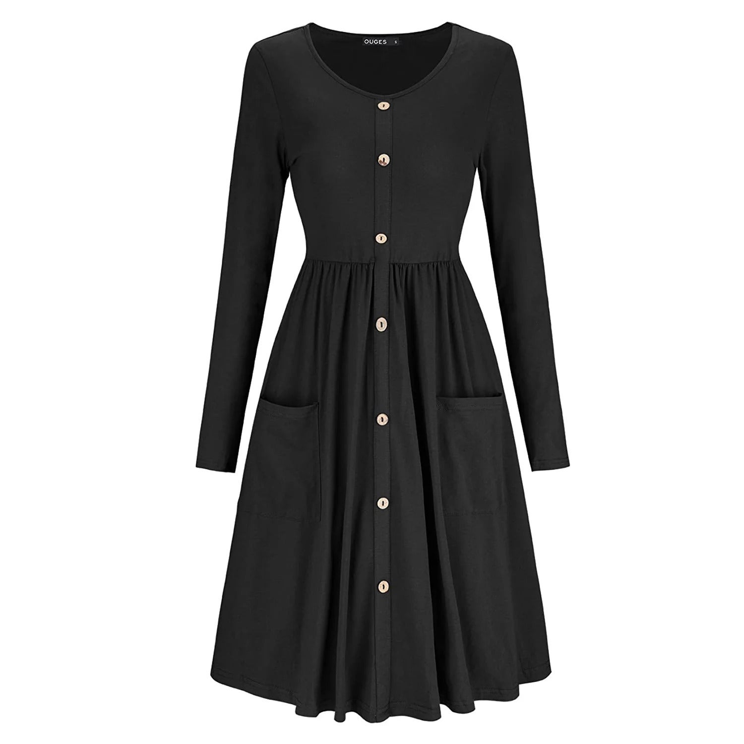 button front dress with pockets