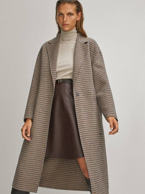 Massimo Dutti + Handcrafted Checked Wool Coat