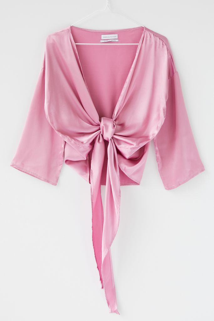 Urban Outfitters + Nicole Satin Tie Front Top