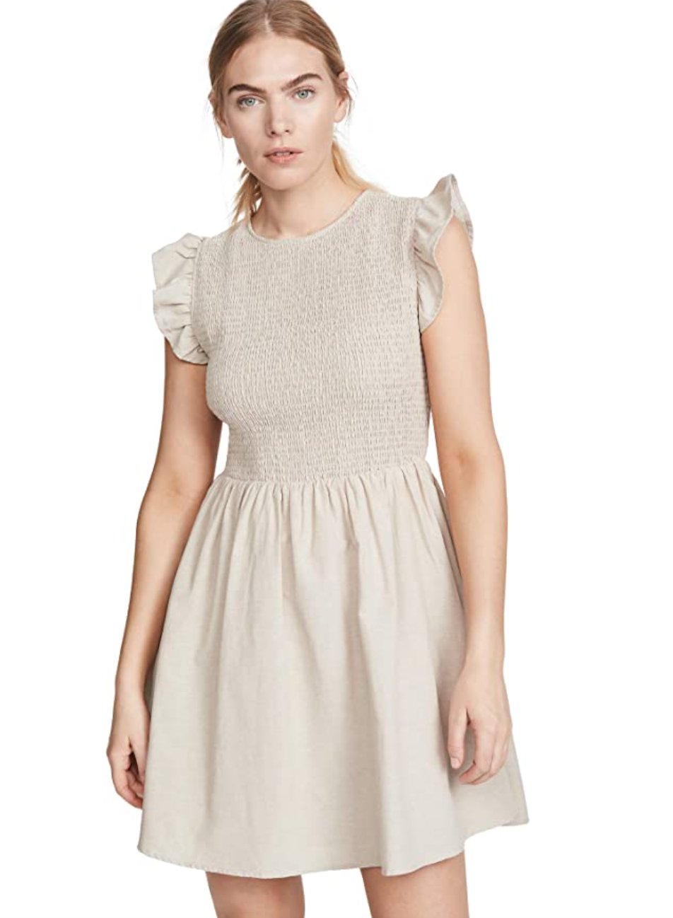 English Factory + Smocked Ruffle Sleeve Dress