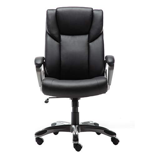 AmazonBasics + HighBack Bonded Leather Executive Office Computer Desk
