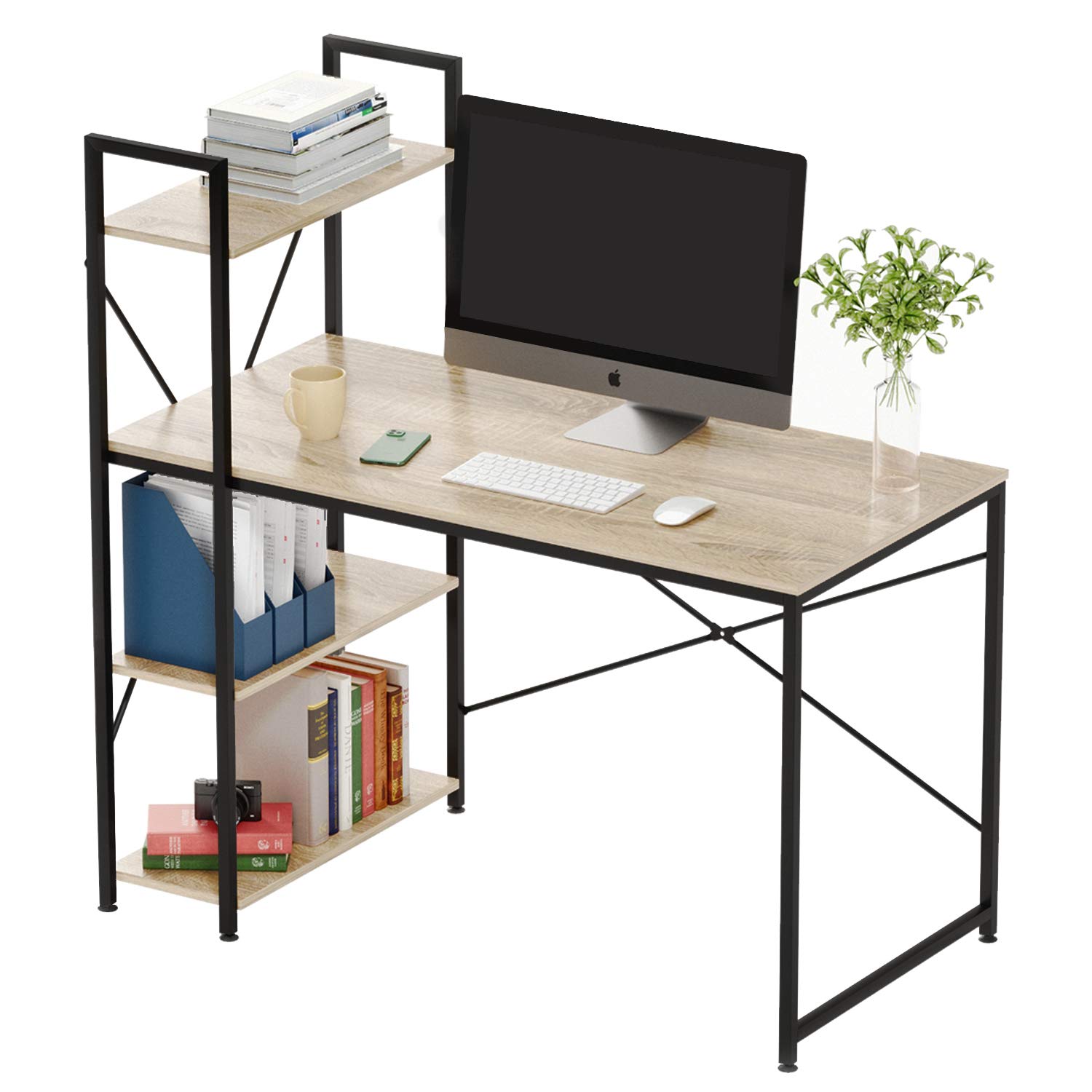 Bestier + Bestier Computer Desk with Shelves