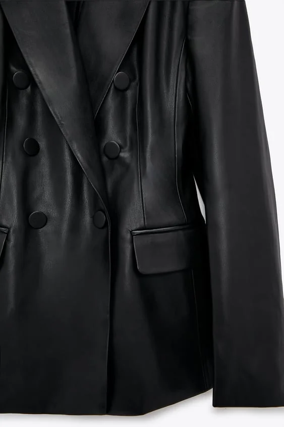 zara faux leather blazer