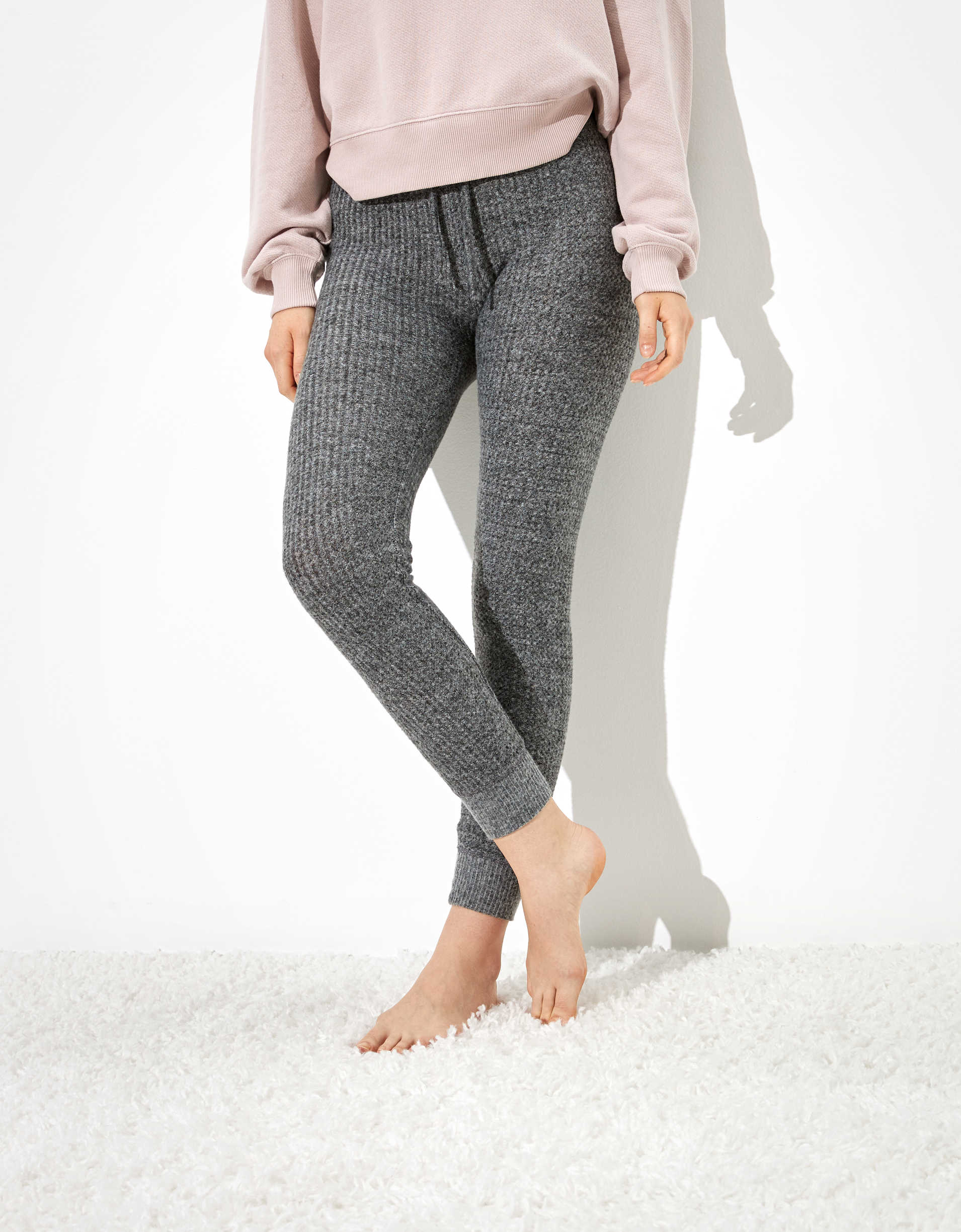 aerie waffle plush jogger