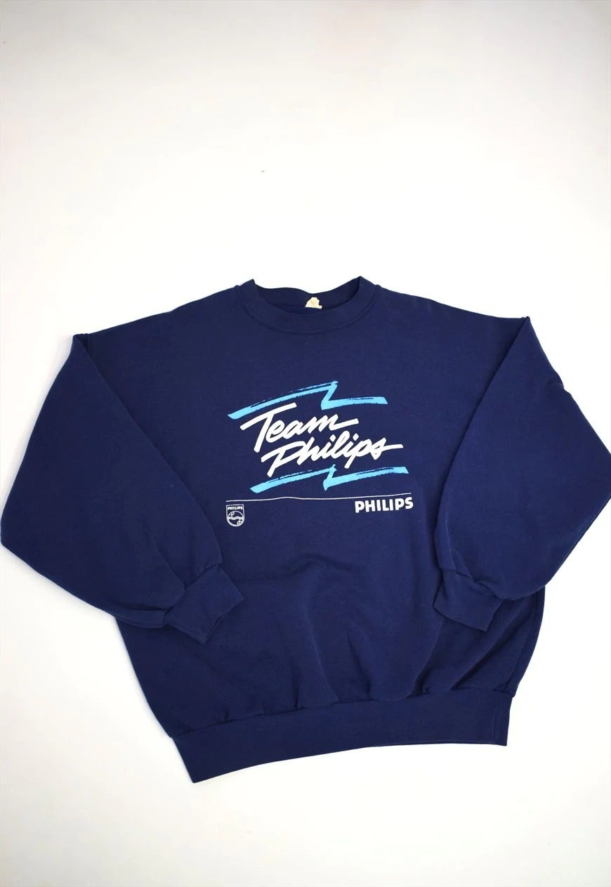 The East End Thrift Store Vintage 90s Team Philips Blue Sweatshirt