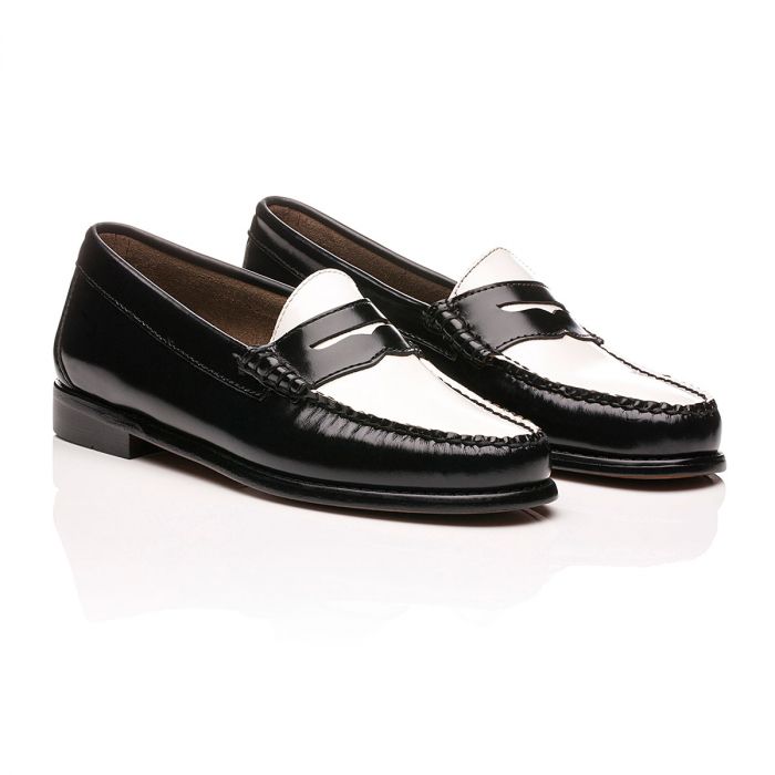 G.H.BASS Weejuns BLACK WHITE LOAFER-